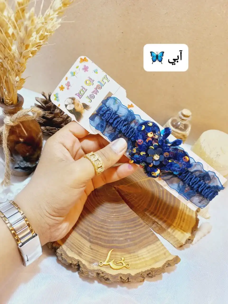 هدبند دخترانه مدل پروانه پولکی KAI QI JEWELRY کد 1977 1