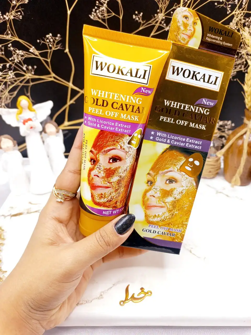 ماسک طلای تیوپی همراه با عصاره خاویار برند وکالی WOKALI کد WKL 403