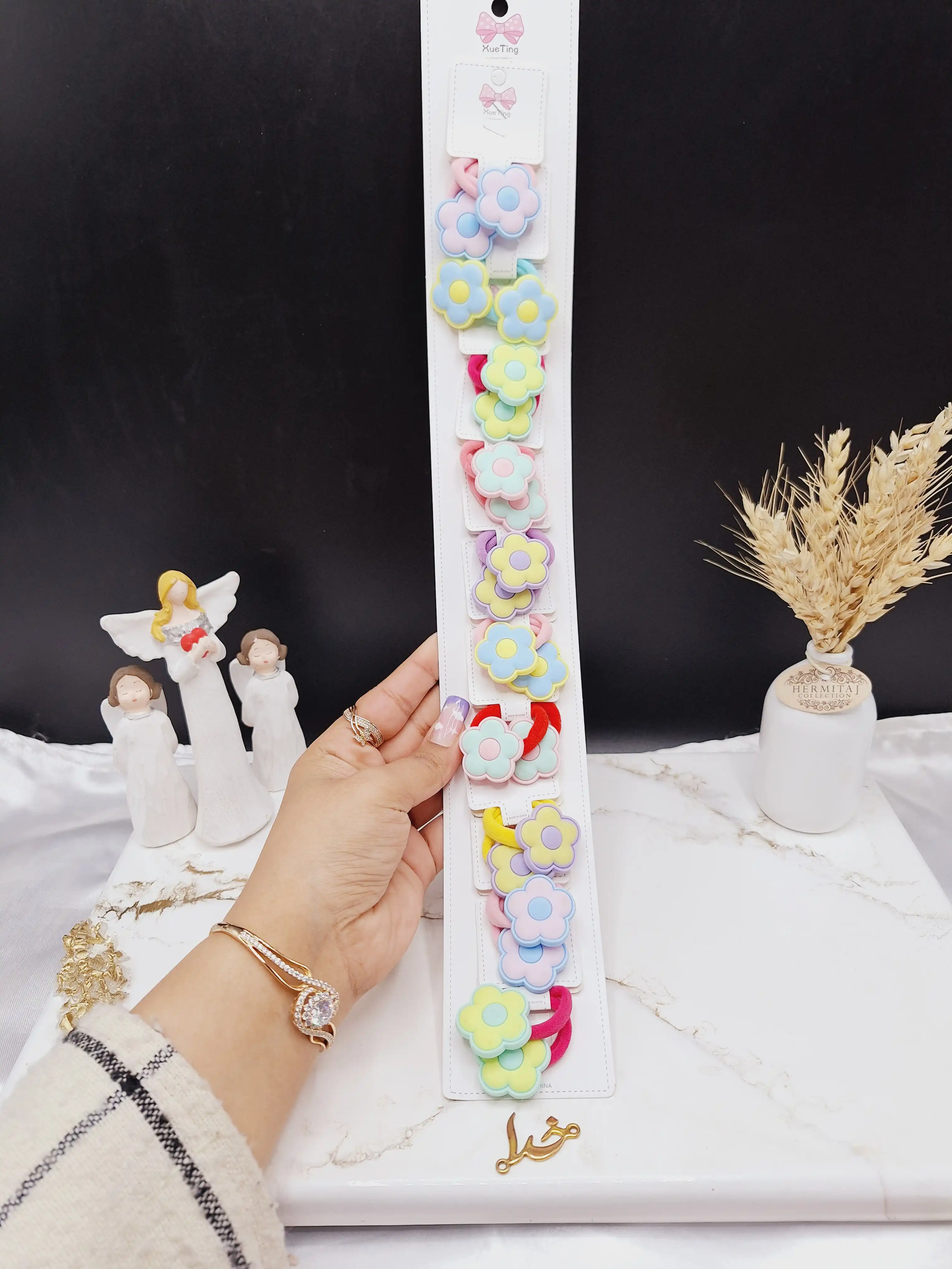 پک 10 عددی کش مو مات طرح گل