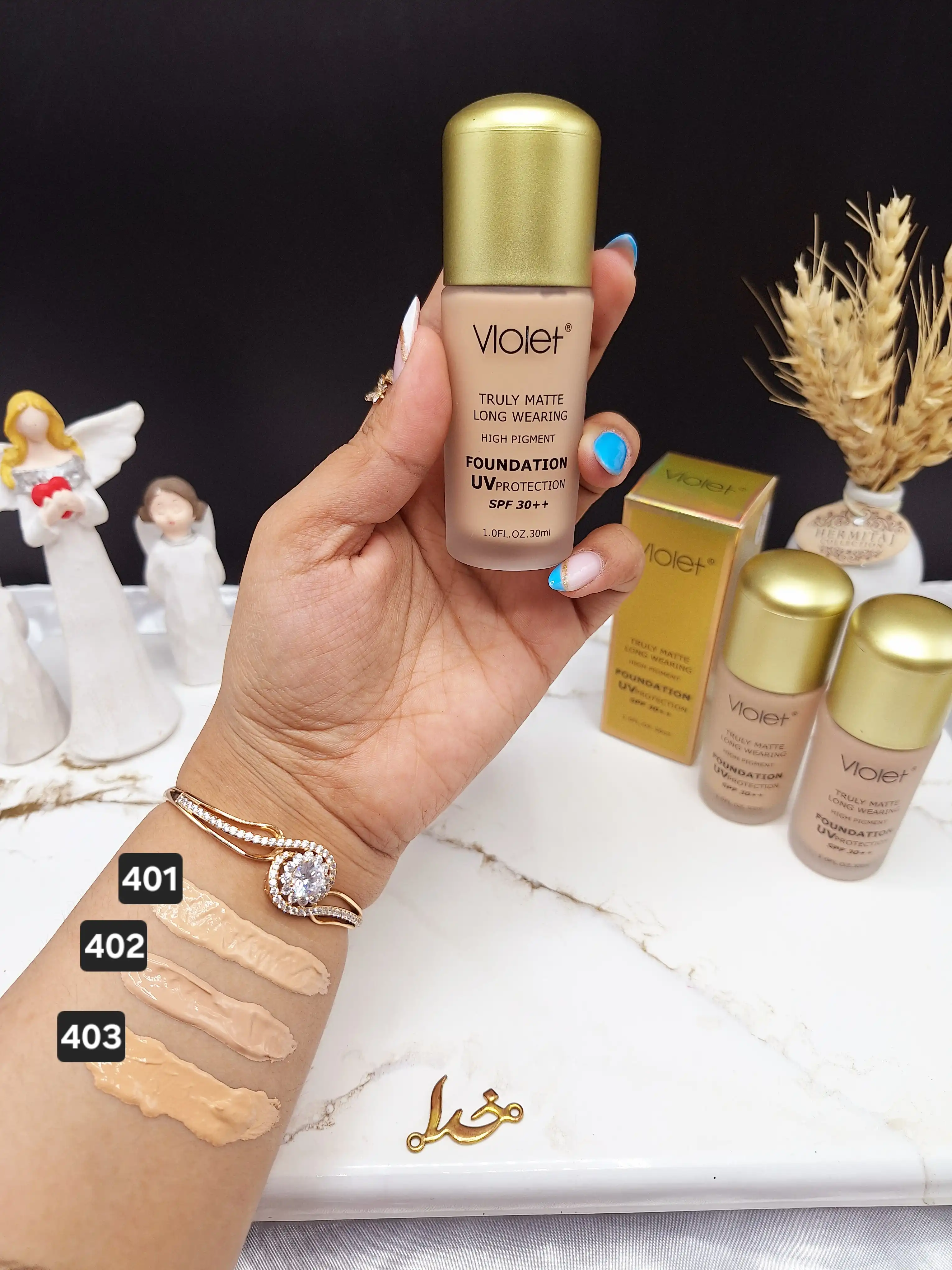 کرم پودر شیشه ای ویولت Violet دارای SPF +30 کیفیت عالی  کد 4038