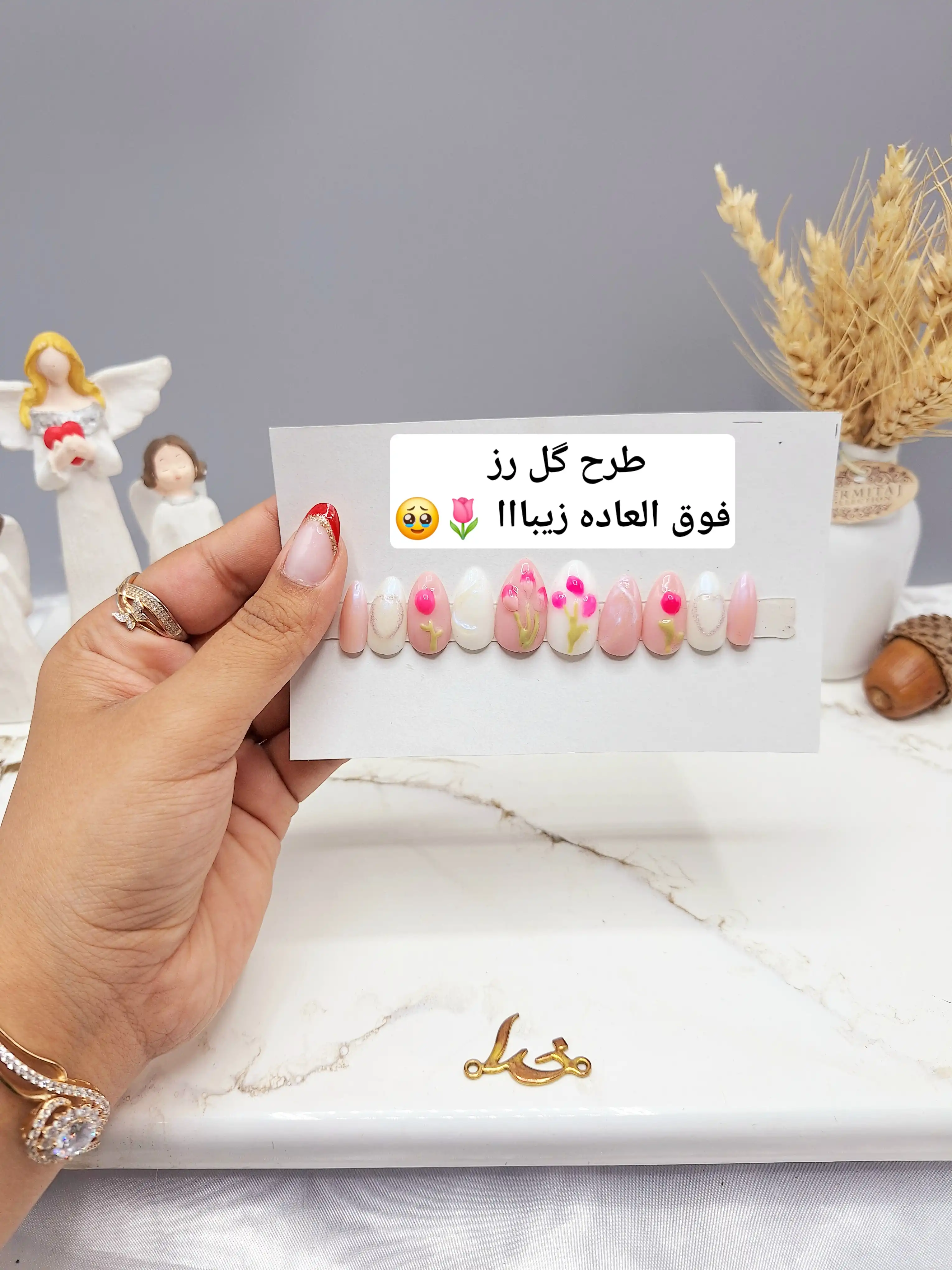 ناخن مصنوعی با مواد کاشت درجه ۱ طرح گل بهاری (به همراہ پک اختصاصی)