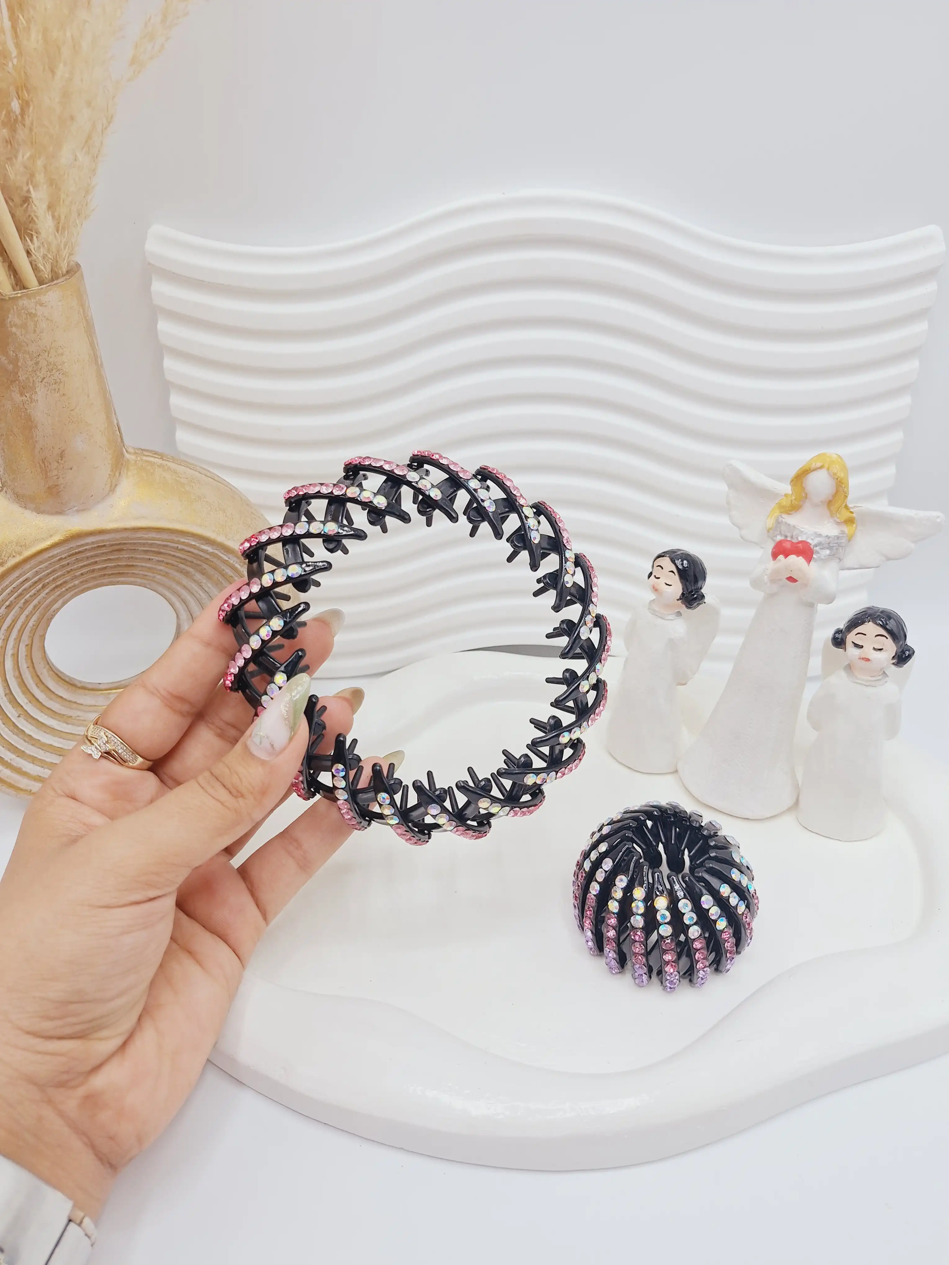 کلیپس چنگکی نگین دار مدل گوجه ای