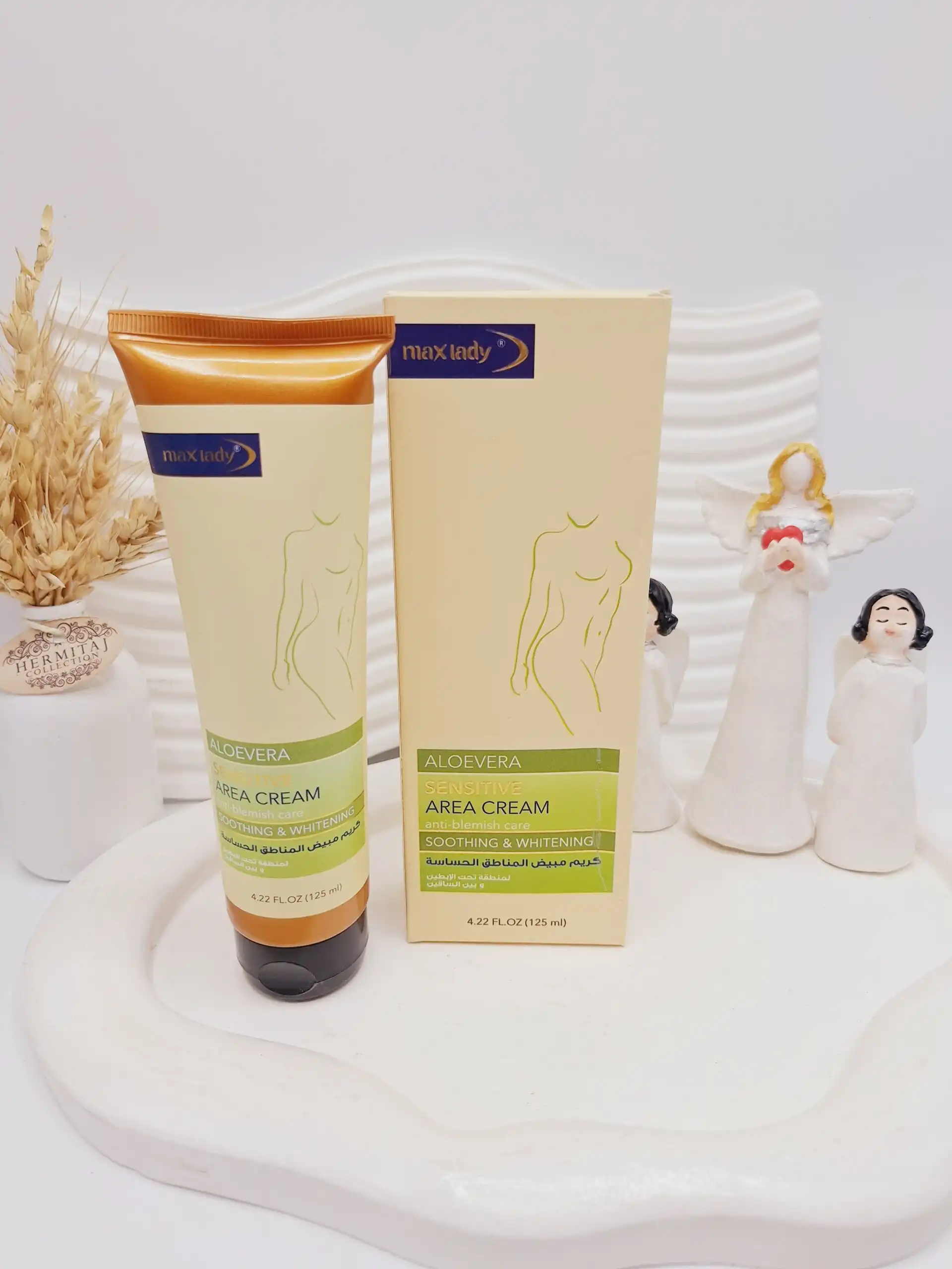 کرم سفید کننده برای نواحی حساس ناحیه زیر بغل و بین پاها رایحه آلوئه ورا max lady کد 5299