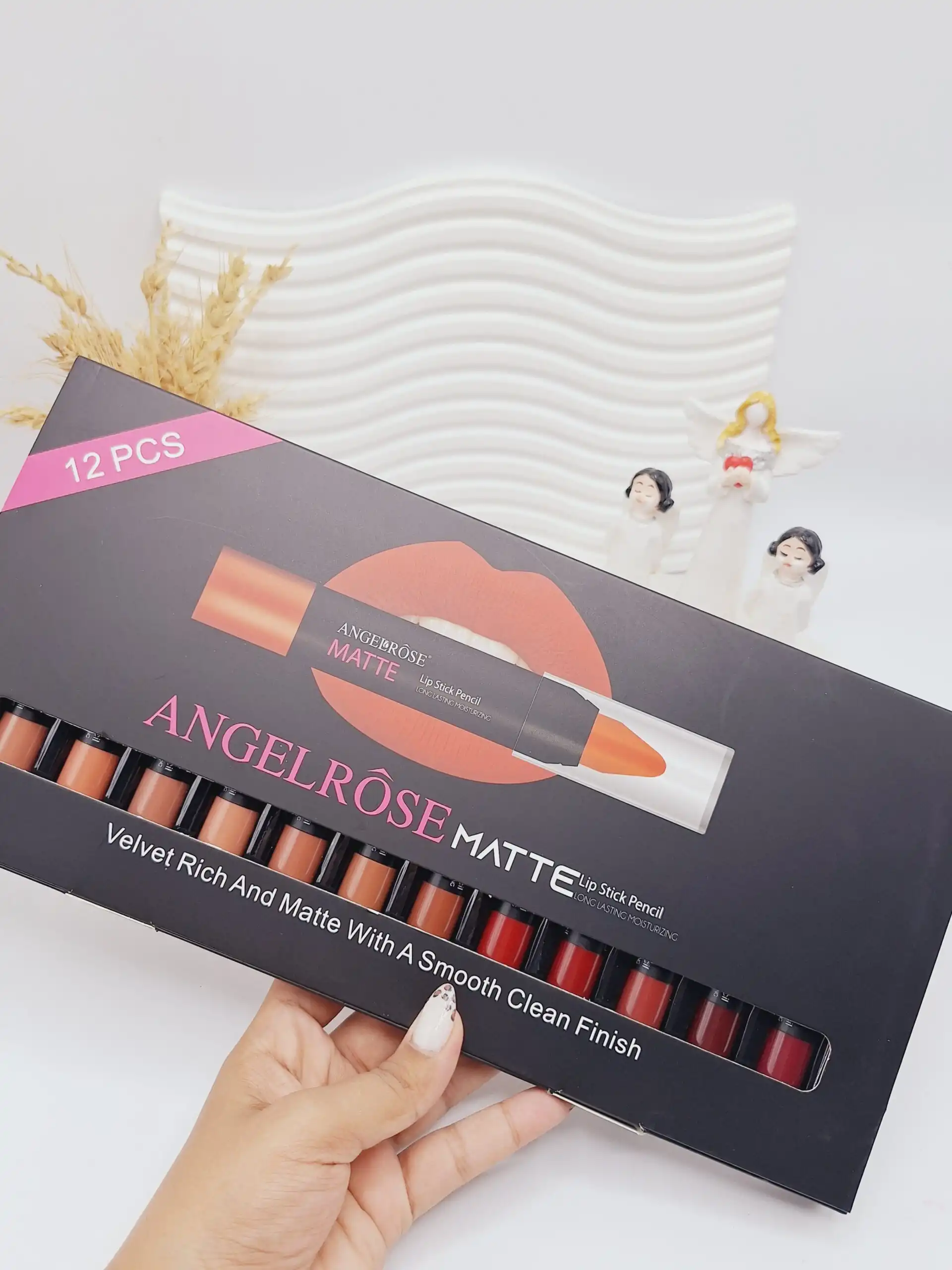 پک رژ لب 12 تایی پیچی مات برند ANGELROSE