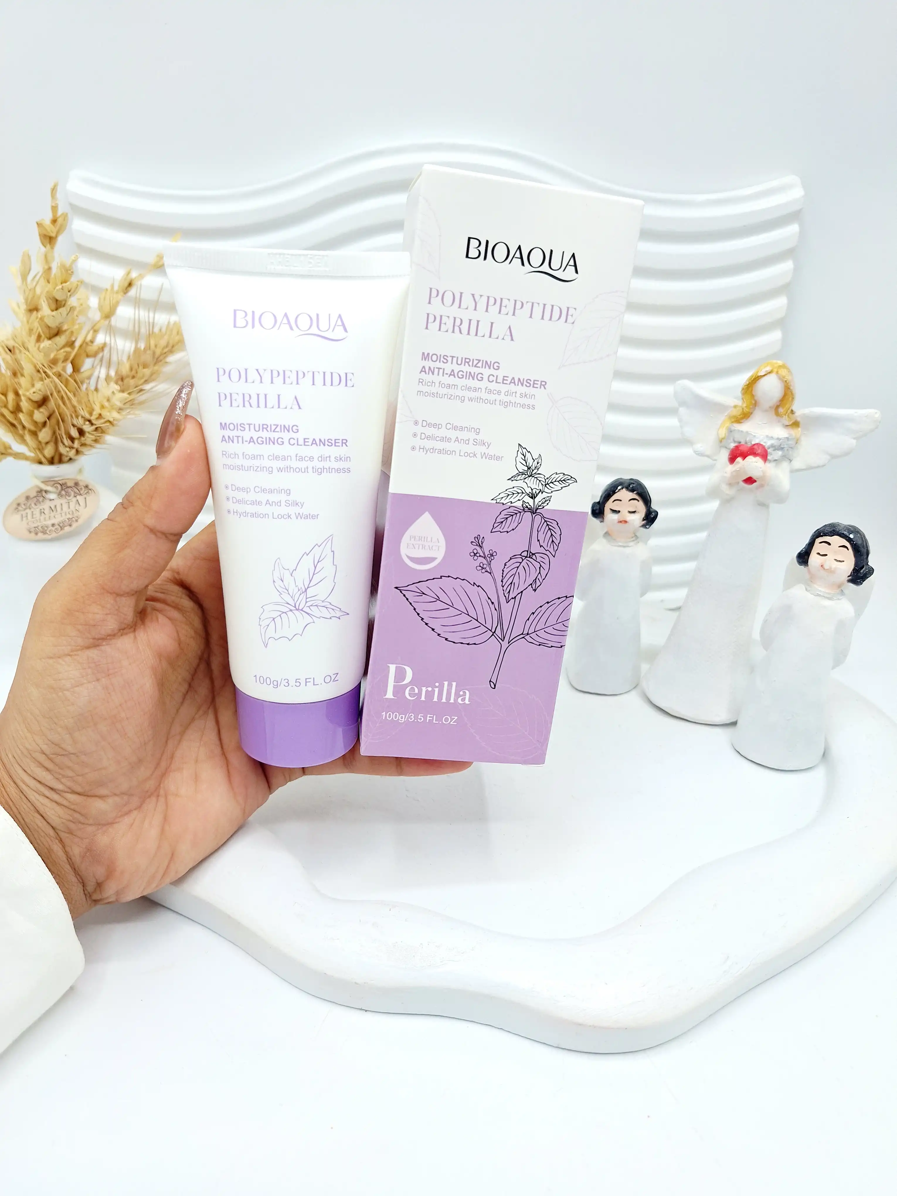 فوم شستشوی صورت ضد چروک و آبرسان بیوآکوا BIOAQUA مدل پلی پپتید پریلا حجم 100 گرم کد 3881