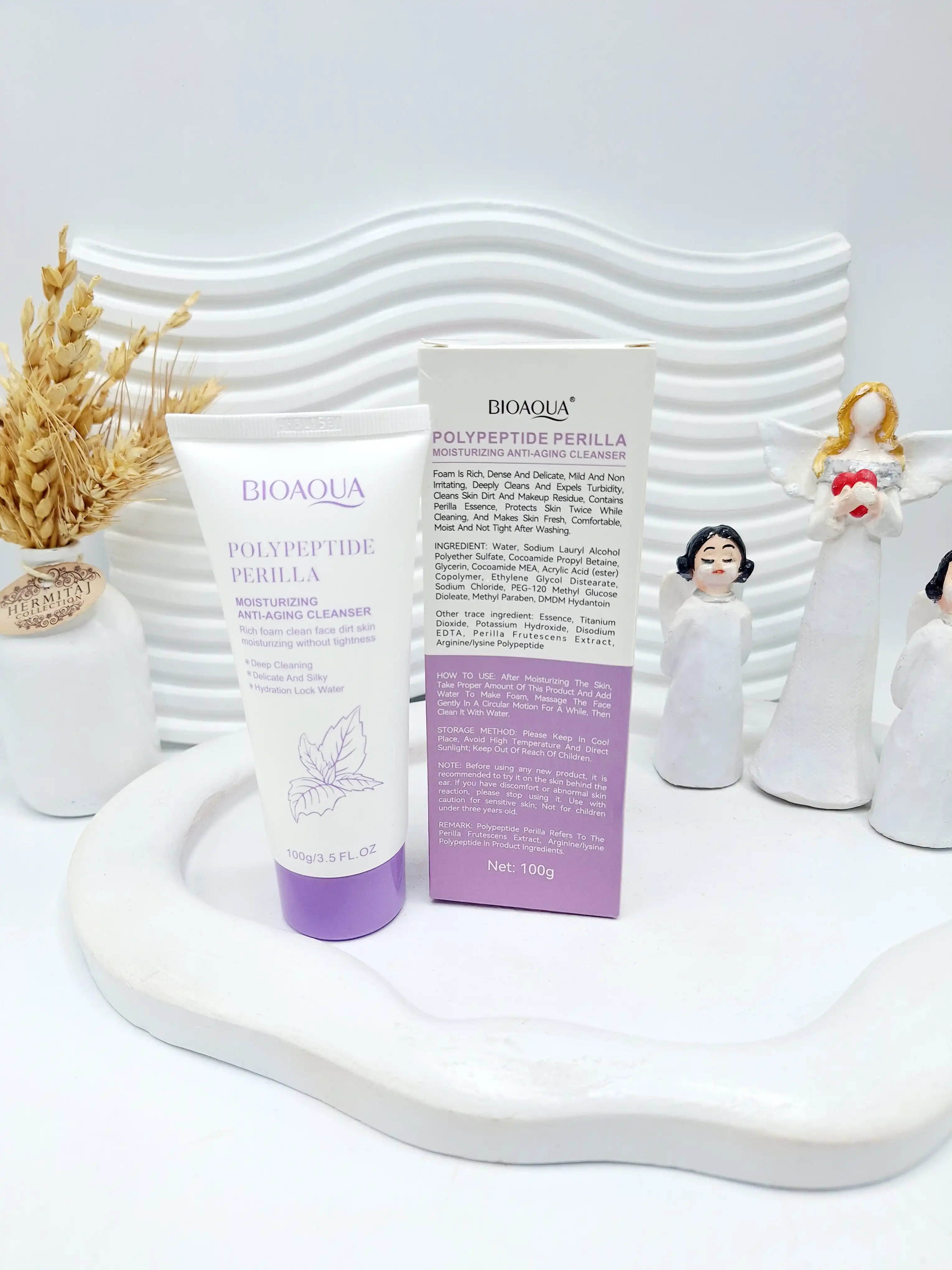 فوم شستشوی صورت ضد چروک و آبرسان بیوآکوا BIOAQUA مدل پلی پپتید پریلا حجم 100 گرم کد 3881